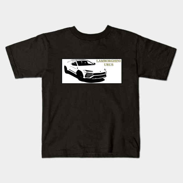 Lamborghini Urus Black and White Kids T-Shirt by Mathew Graphic